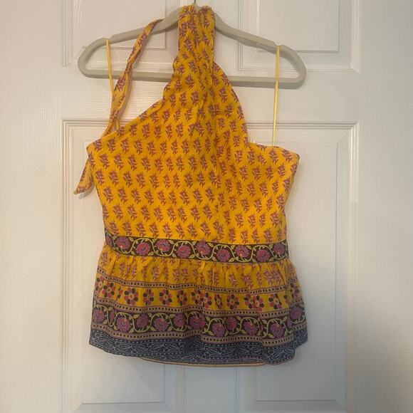 J Crew Tops - NWT J Crew Halter peplum top in sunny block print size Large